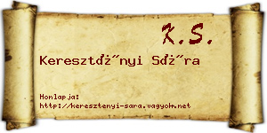 Keresztényi Sára névjegykártya
